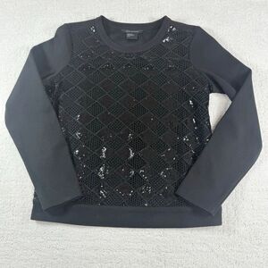 Armani Exchange A/X black sequin mesh argyle crew neck sweatshirt - US Women’s M